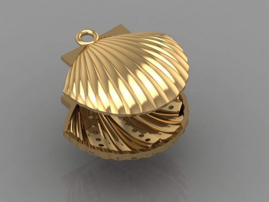 GC GOLD H075- shell Diamond Gold necklace 3D print model_2