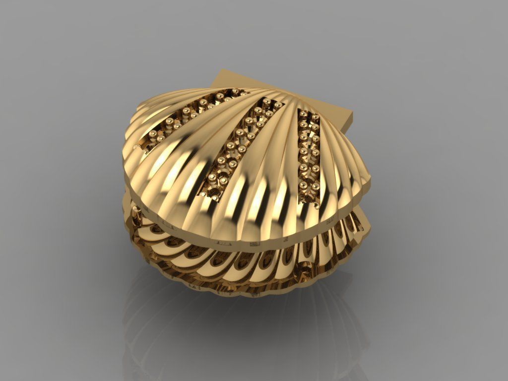 GC GOLD H075- shell Diamond Gold necklace 3D print model_3