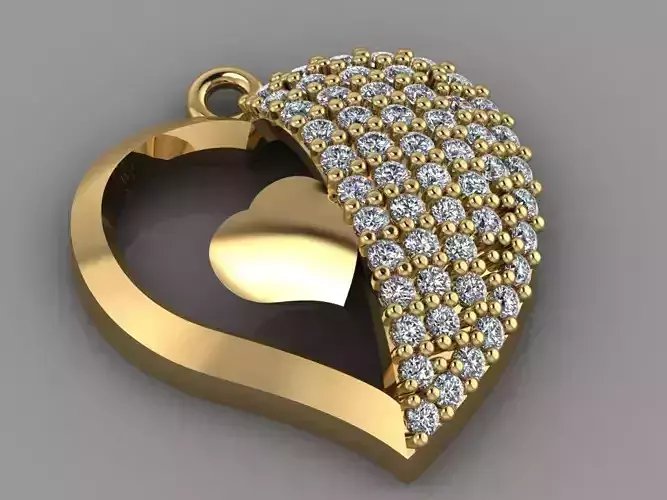 GC GOLD H076-Heart Diamond Gold necklace