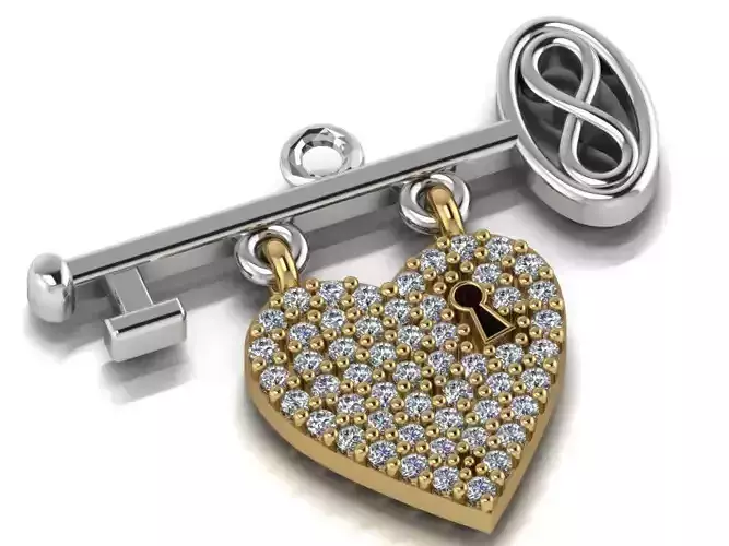 GC GOLD H077- key-heart Diamond Gold necklace