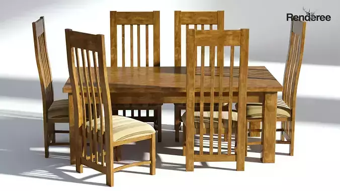 Wooden Dining Set - Natural Table and Chairs