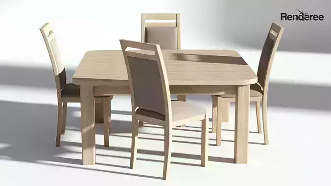 Bright Wooden Dining Set Table with Chairs
