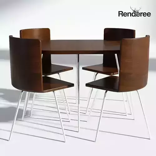 Dark Wooden Dining Set - Table and Chairs