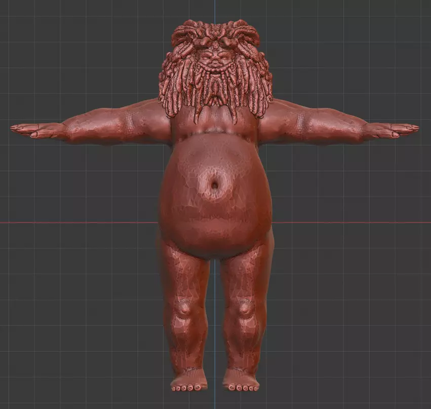 Rigged Mesh character - fat bearded man 3D model_0