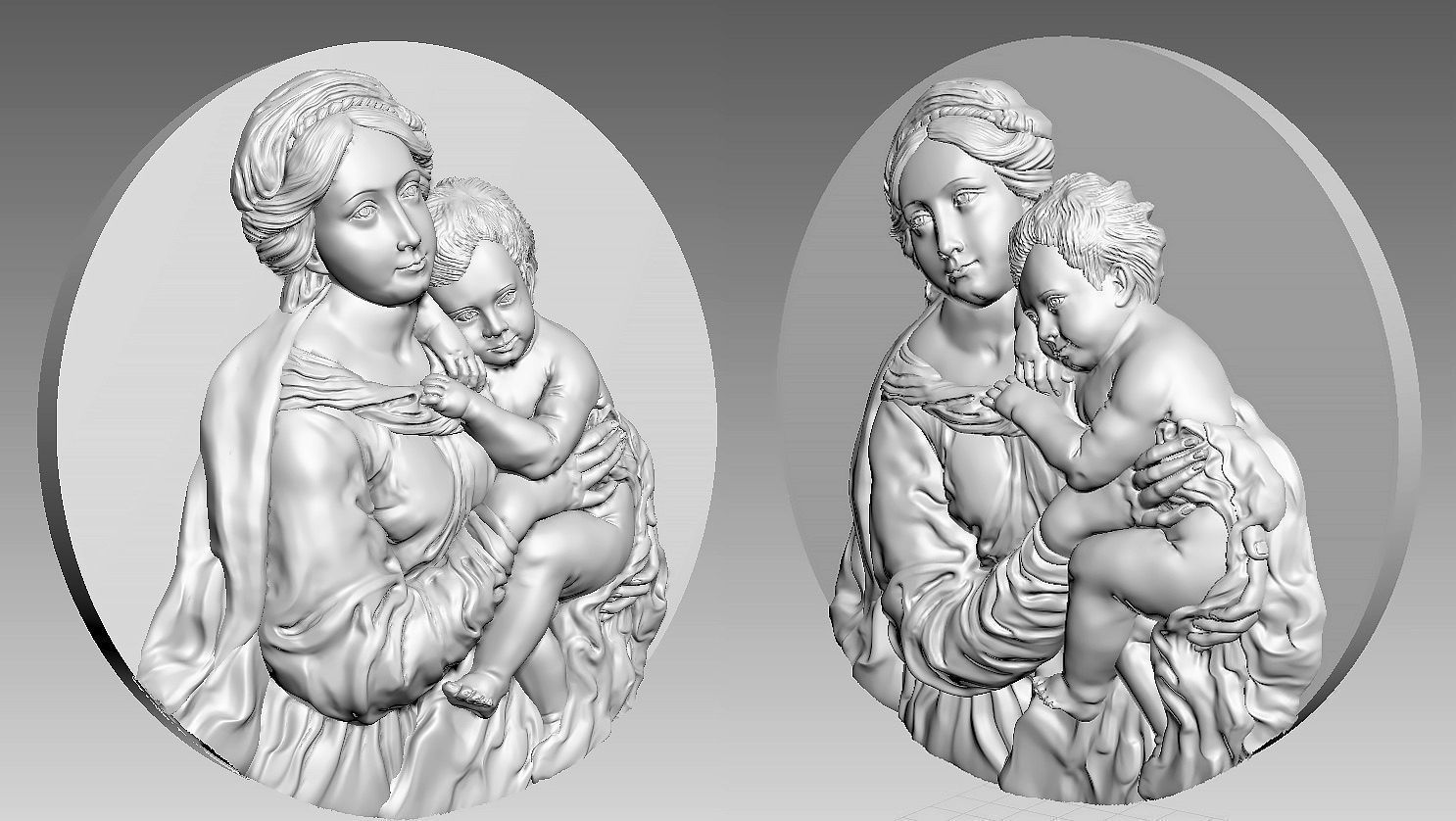 Madonna and Baby Jesus Highly Detailed 3D Bas Relief 3D print model_1