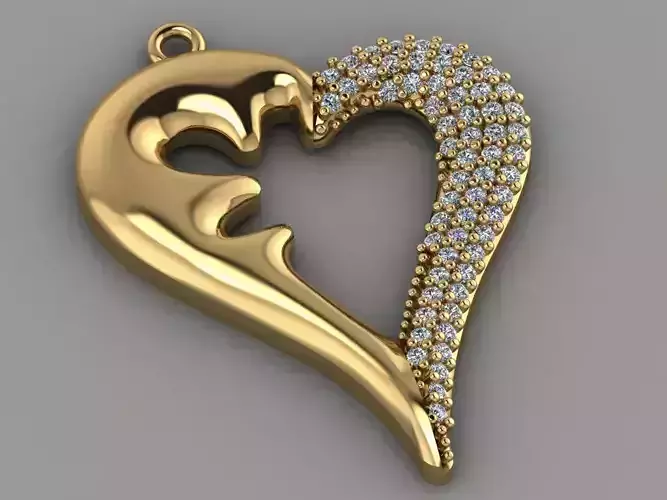 GC GOLD H082- HEART  Diamond Gold necklace