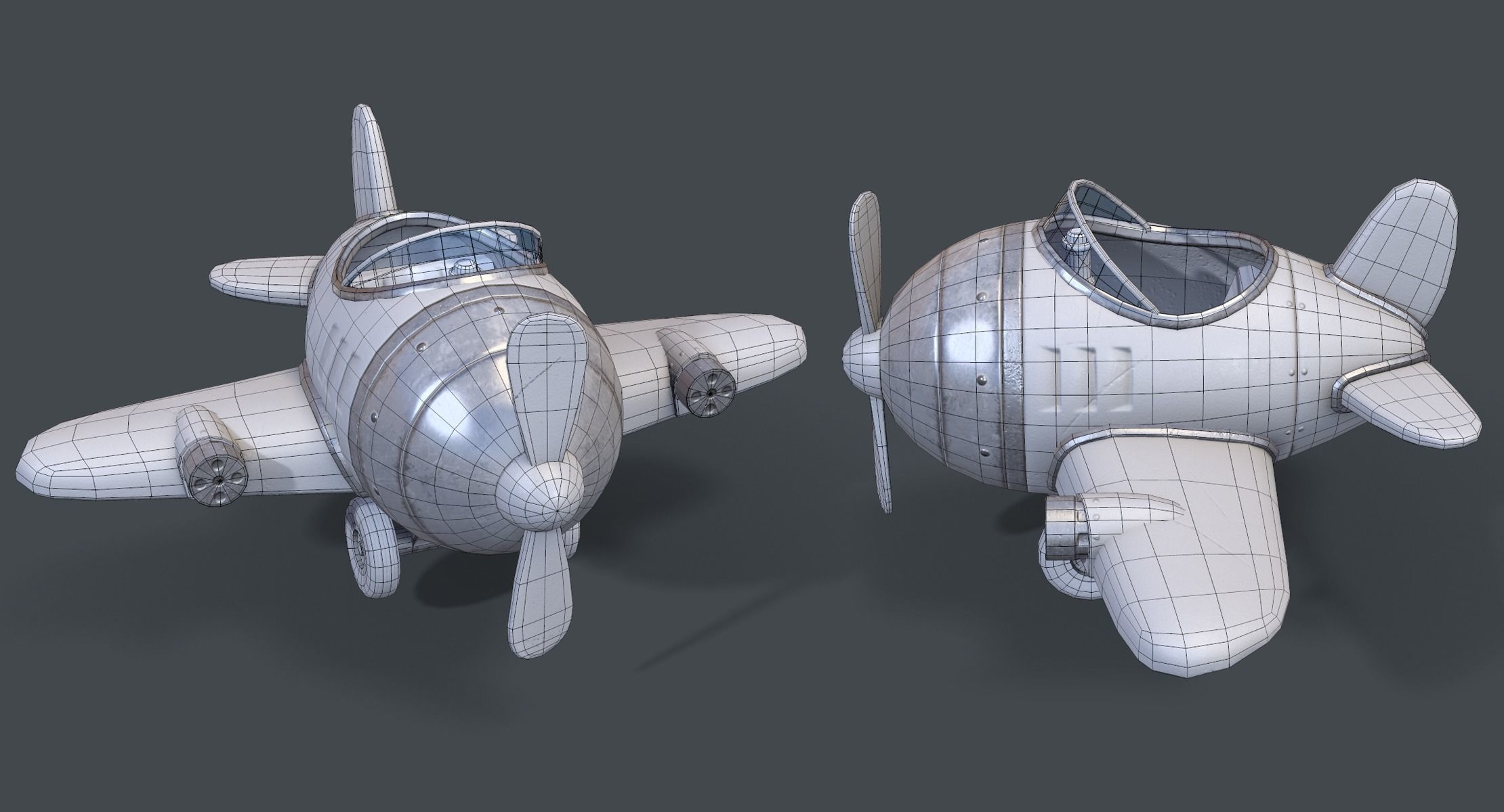 Cartoon Airplane Low-poly 3D model_5