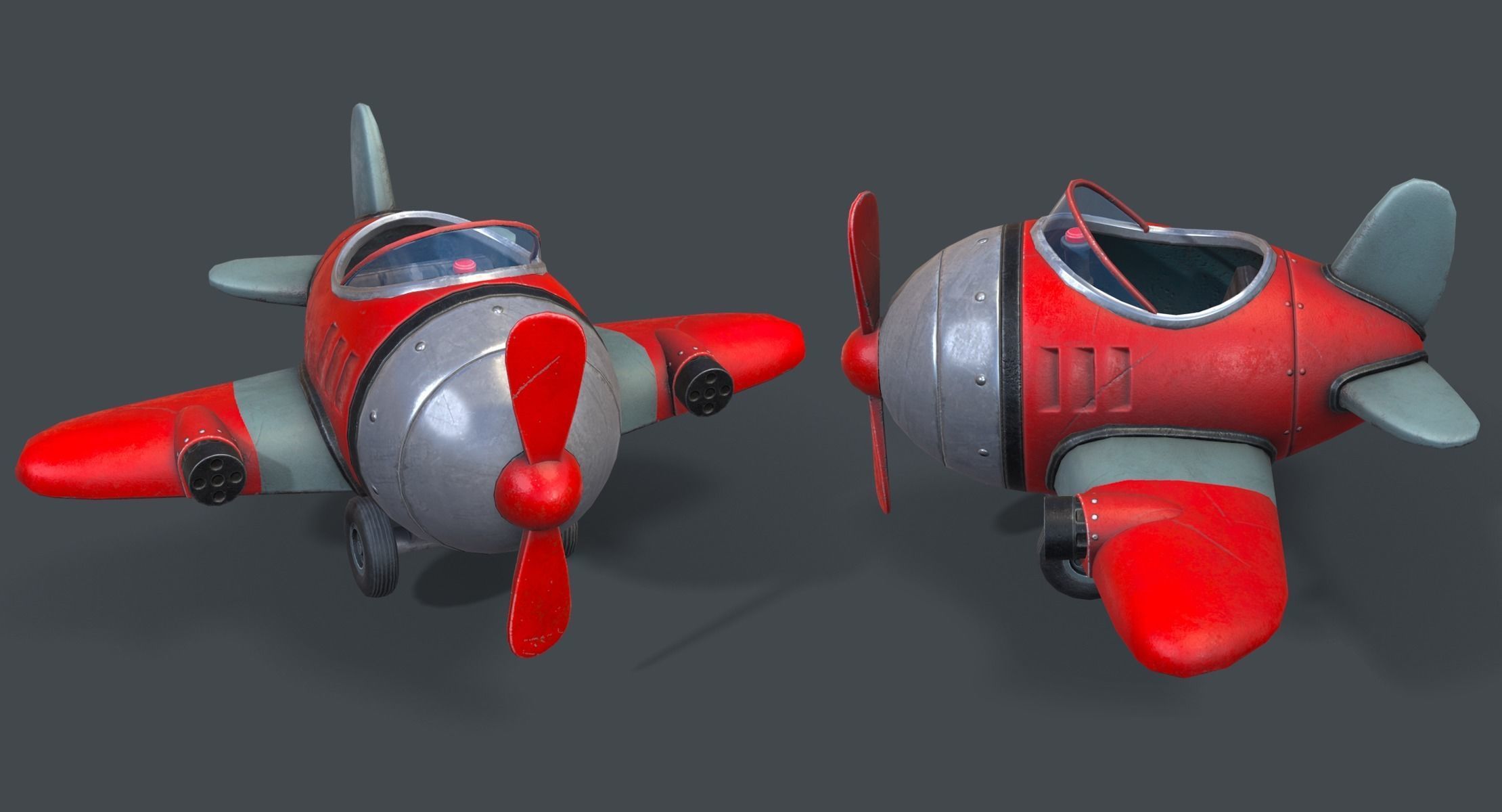 Cartoon Airplane Low-poly 3D model_2