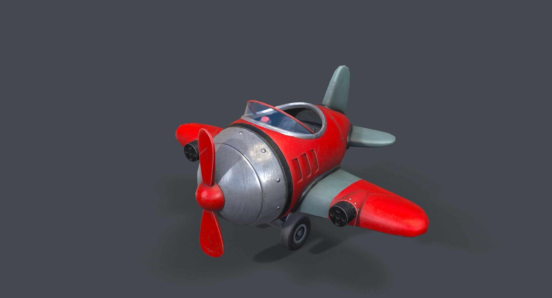 Cartoon Airplane Low-poly 3D model_1