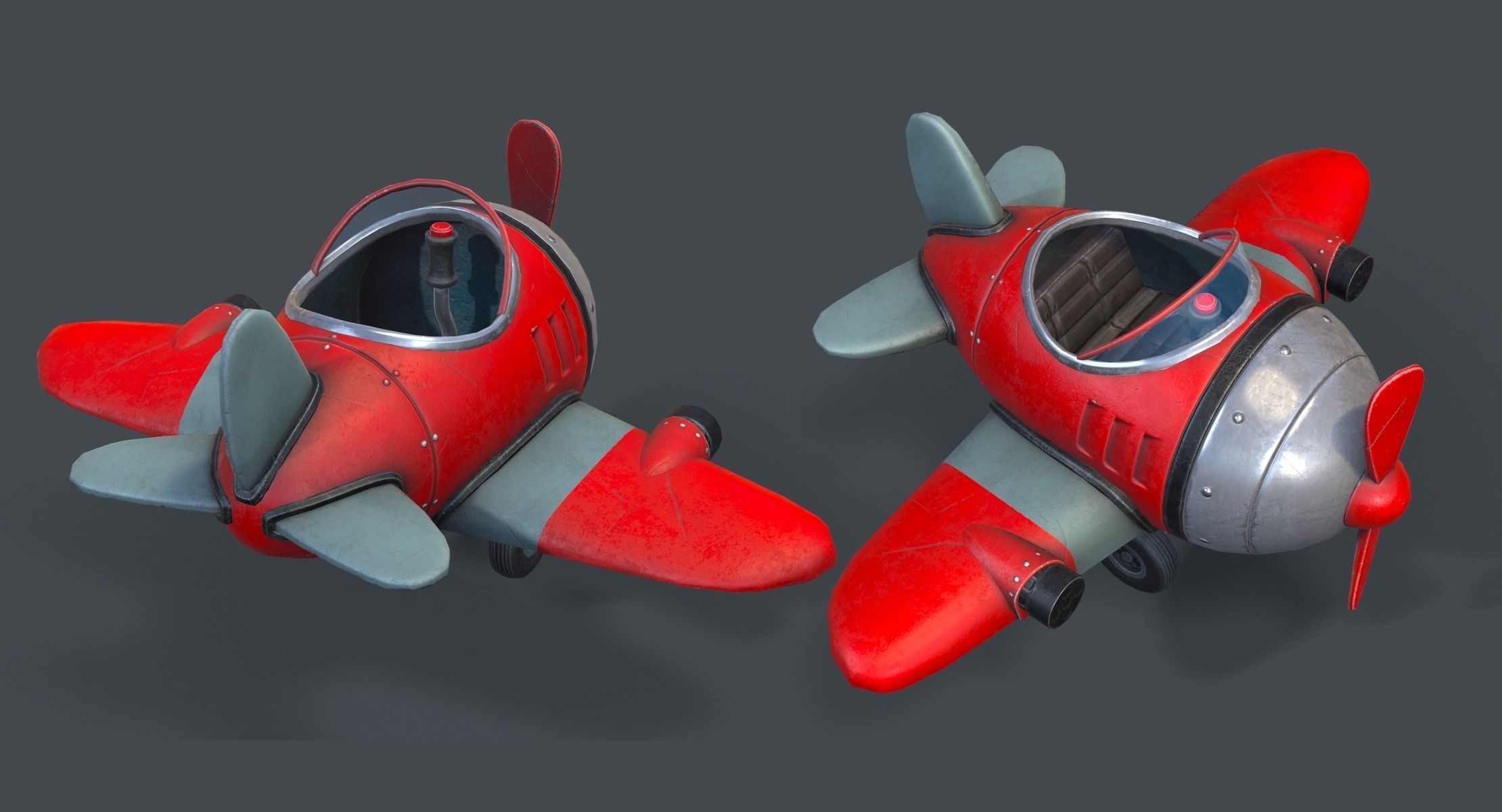 Cartoon Airplane Low-poly 3D model_3