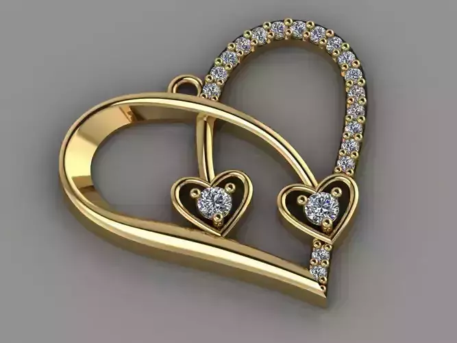GC GOLD H088- Heart Diamond Gold necklace