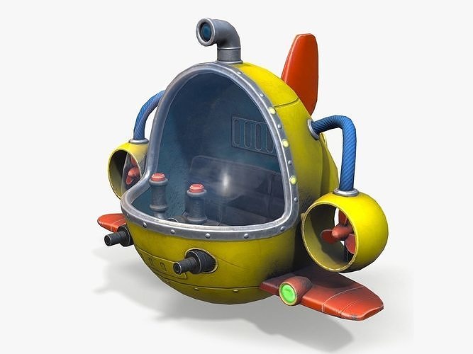 Cartoon Submarine Low-poly 3D model