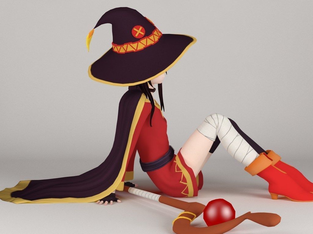 Megumin anime girl pose 02 3D model_9