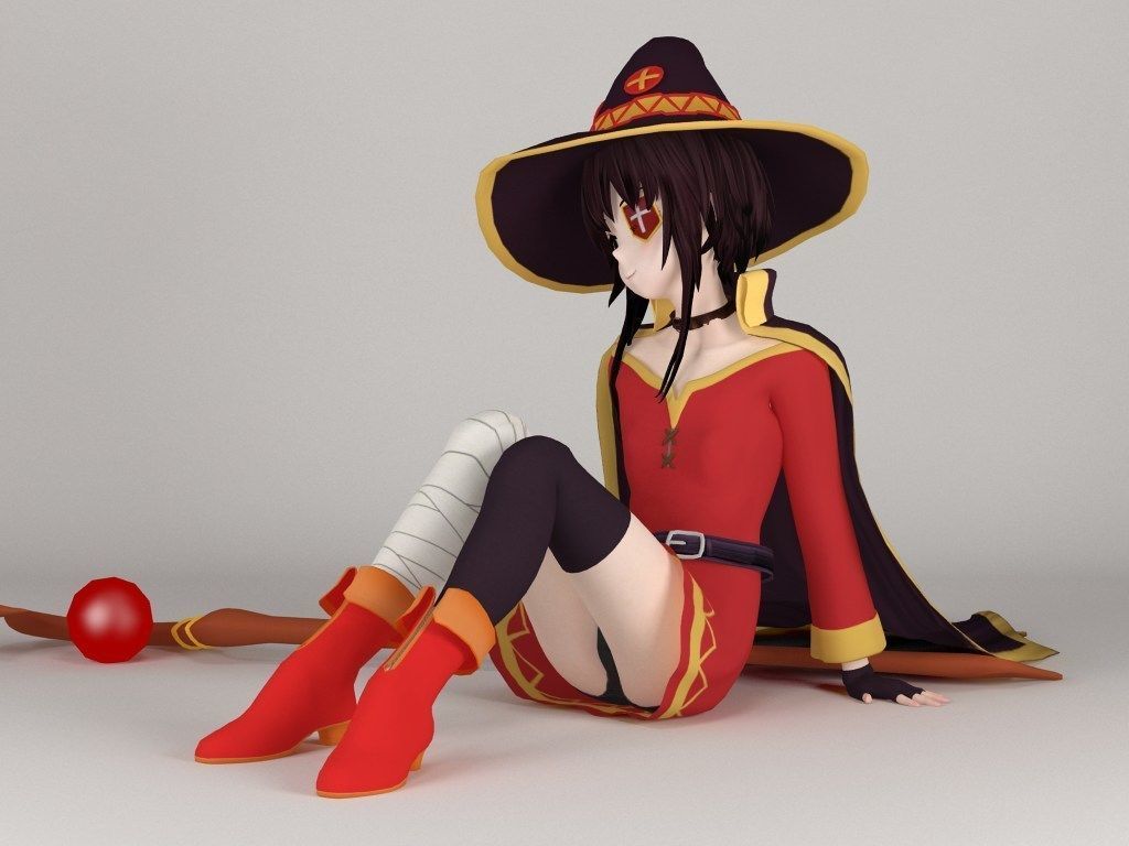 Megumin anime girl pose 02 3D model_6
