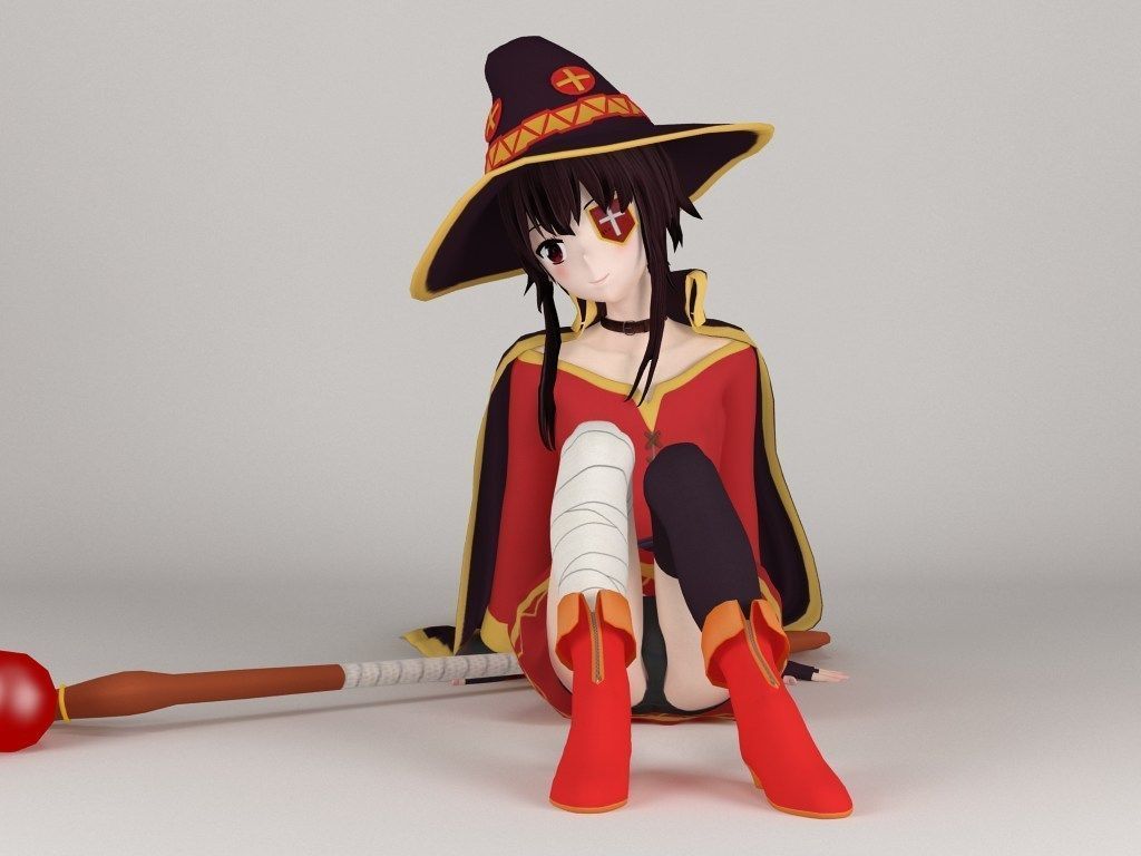 Megumin anime girl pose 02 3D model_3