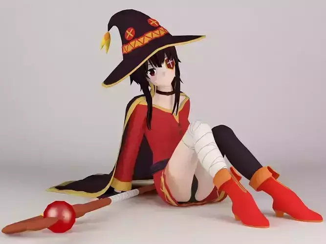 Megumin anime girl pose 02 3D model