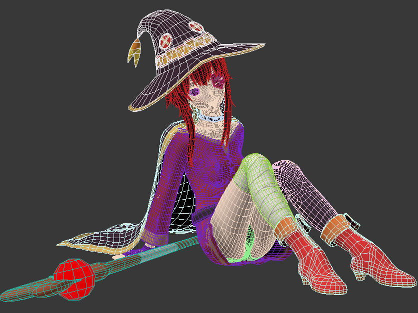 Megumin anime girl pose 02 3D model_14