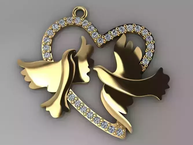 GC GOLD H091- Heart Diamond Gold necklace