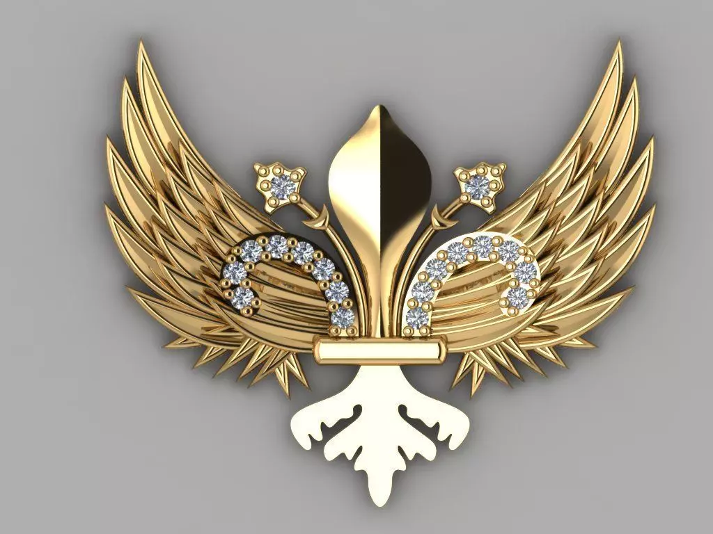 GC GOLD H093- Eagle Diamond Gold necklace 3D print model_0