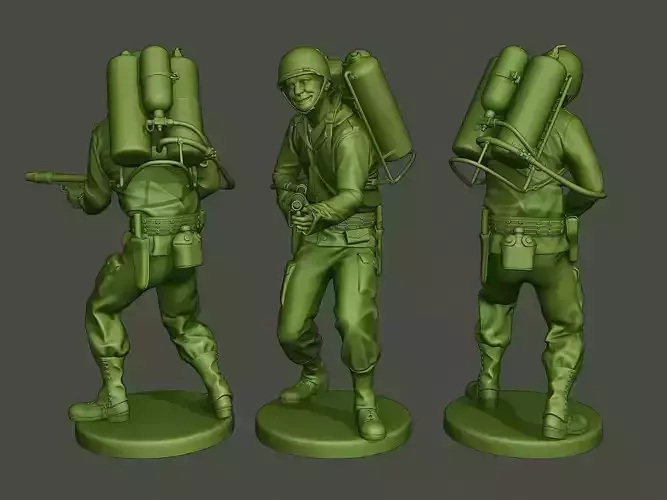 American soldier ww2 fire A6 3D print model