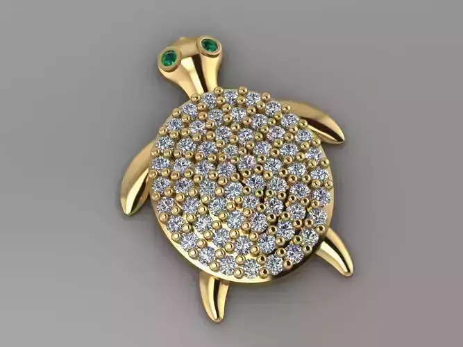 GC GOLD H095- turtle Diamond Gold necklace