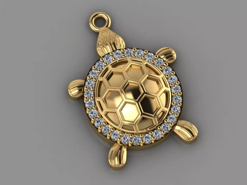 GC GOLD H096- turtle Diamond Gold necklace 3D print model_0