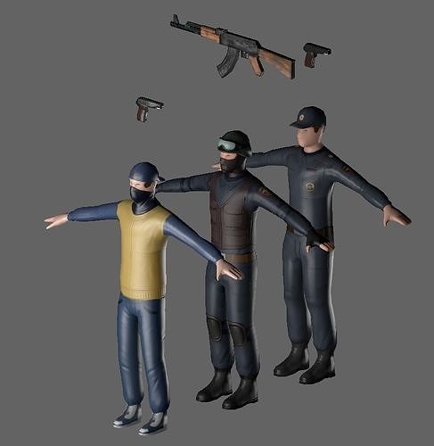 People of battle tactics MVD Low-poly 3D model