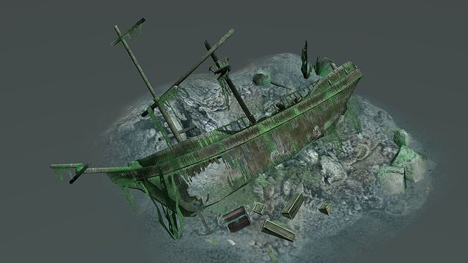 Sunken ship Low-poly 3D model
