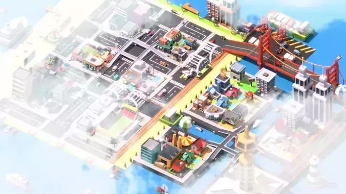 Traffic city Low-poly 3D model