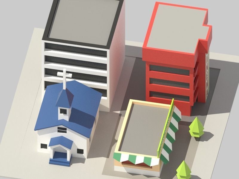 Traffic city Low-poly 3D model_10