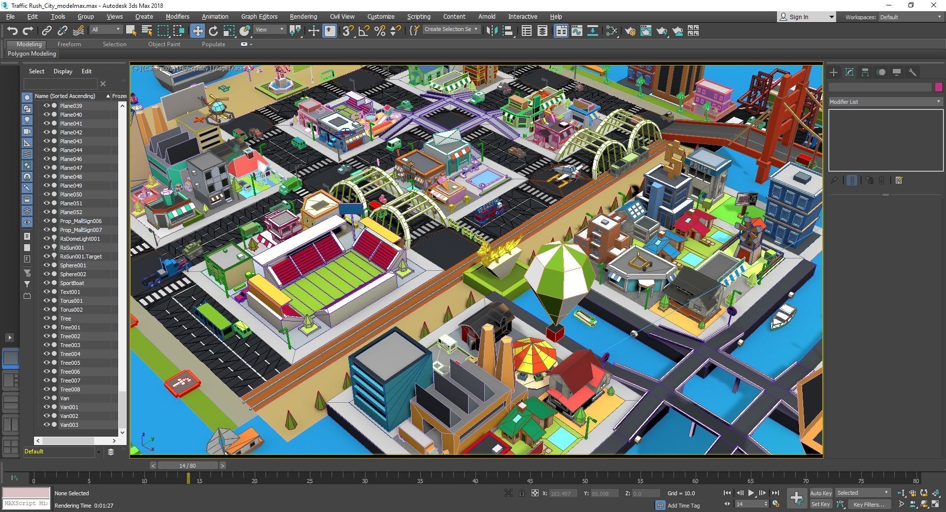 Traffic city Low-poly 3D model_13