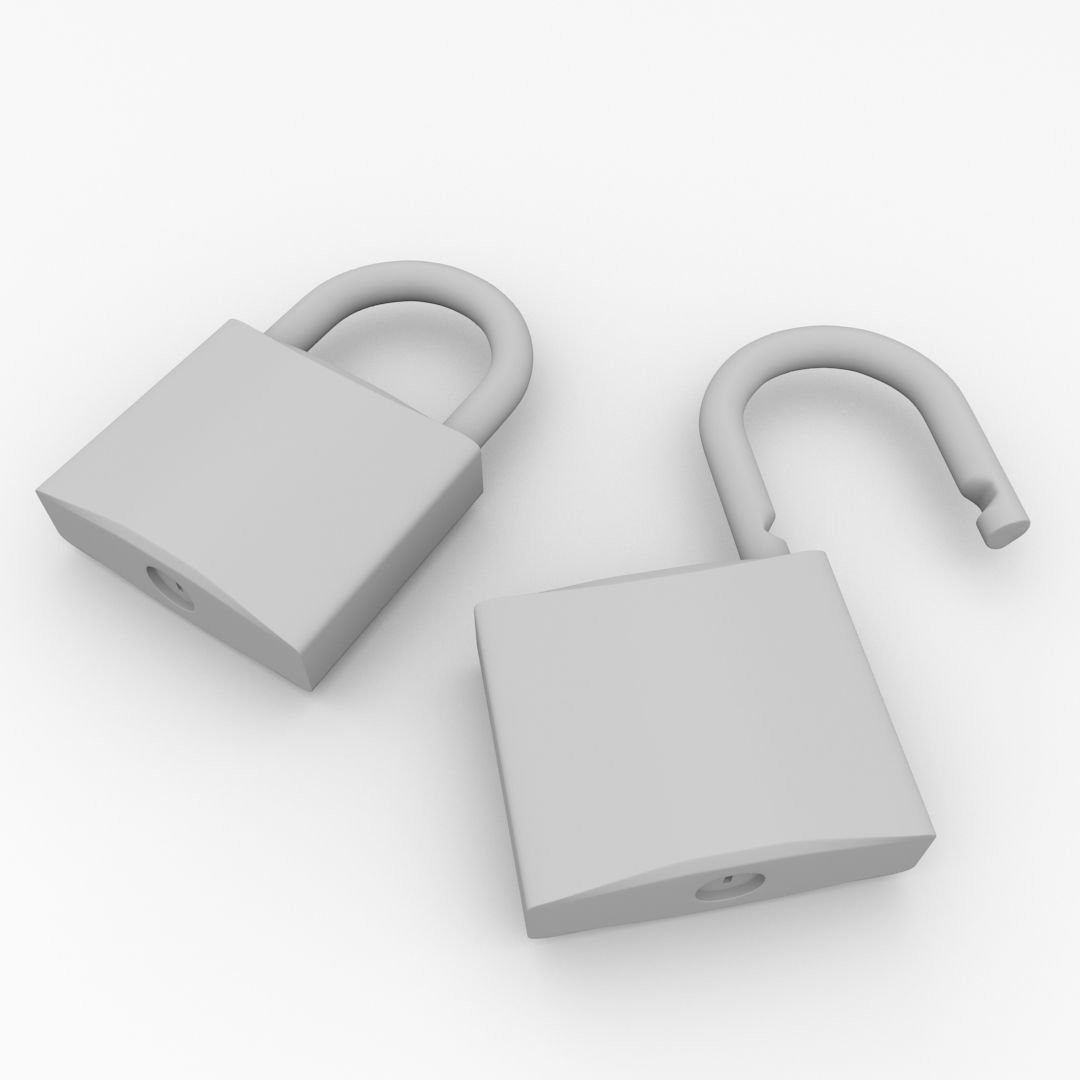 Padlock two golden padlocks 3D model_3