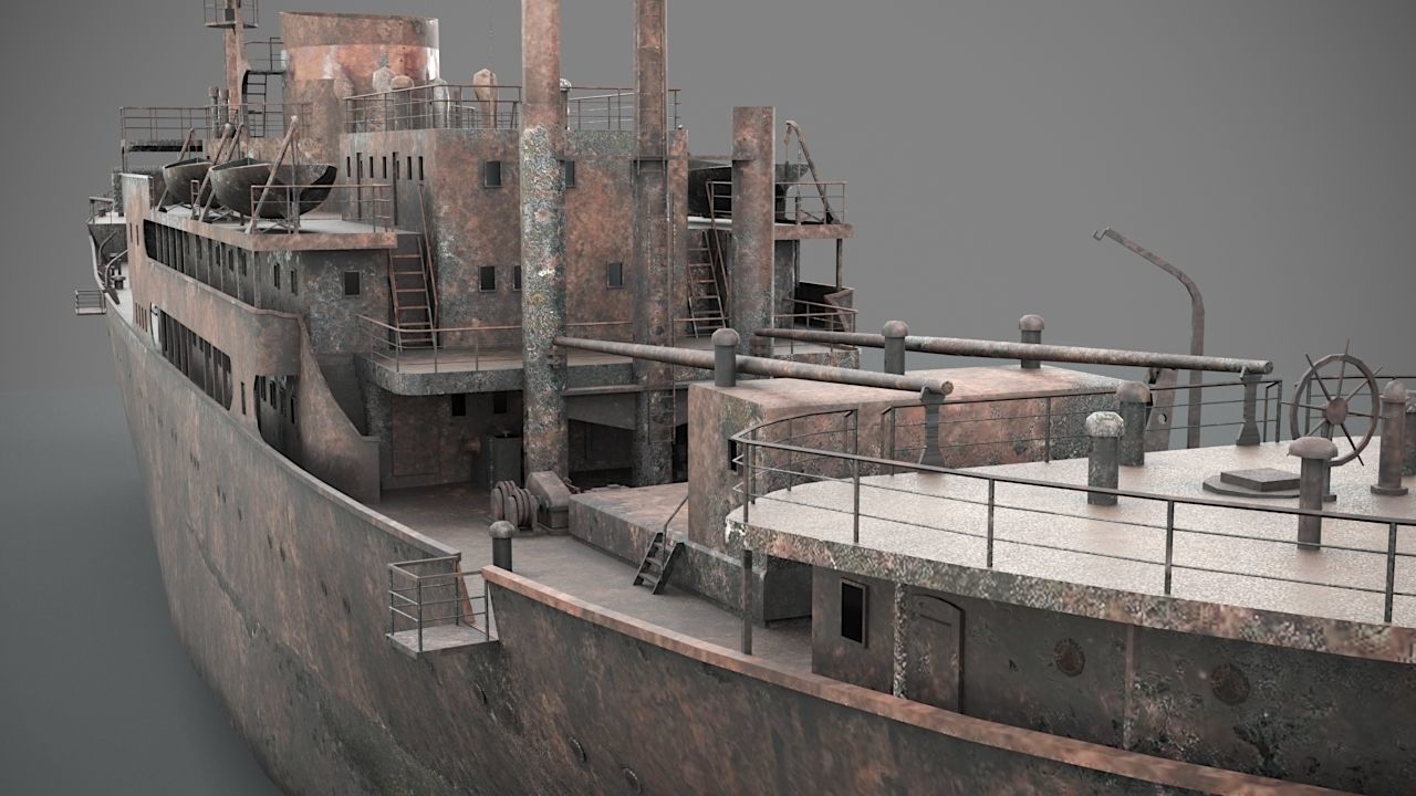 Old rusted abandoned vessel 3D model_7