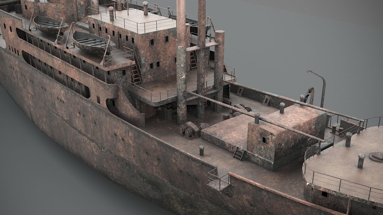 Old rusted abandoned vessel 3D model_9