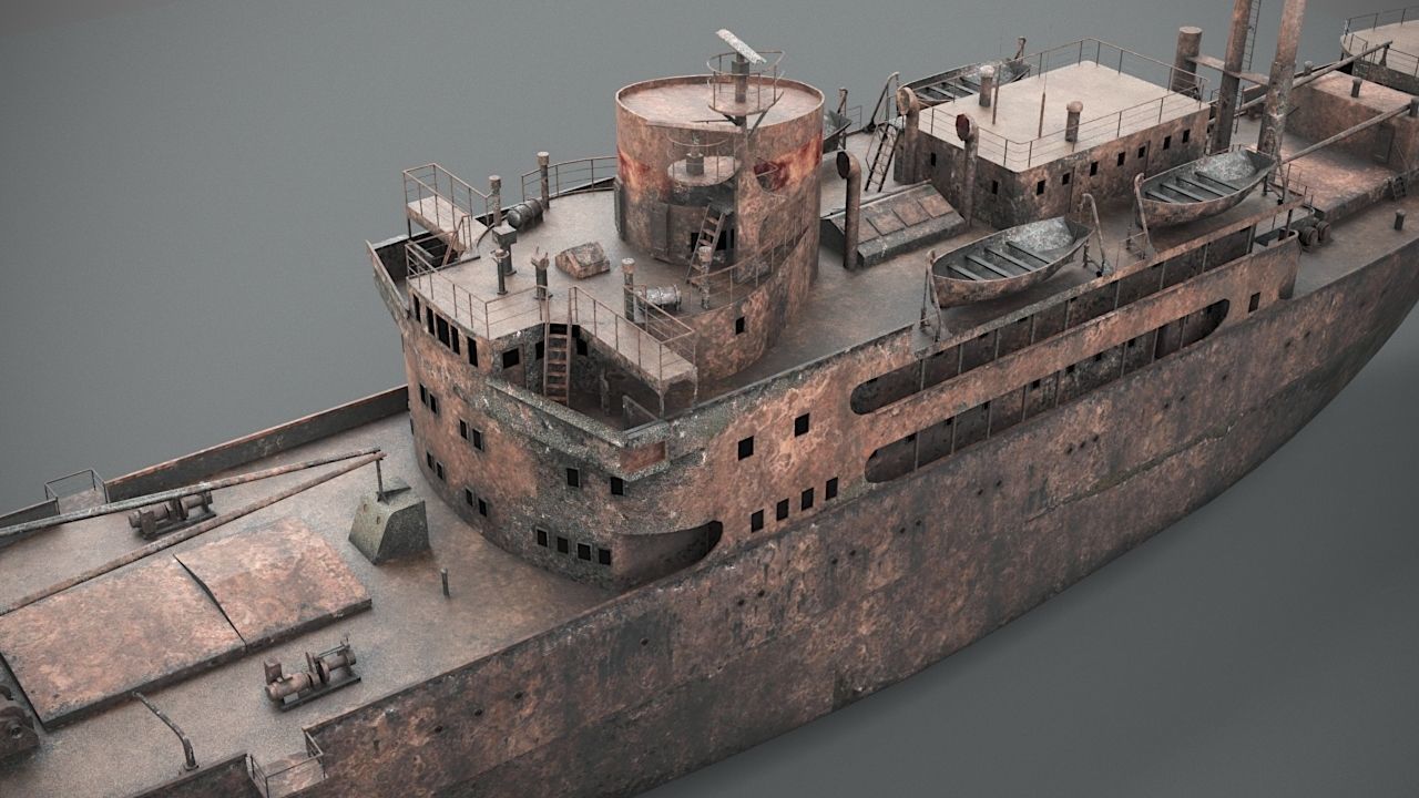 Old rusted abandoned vessel 3D model_8