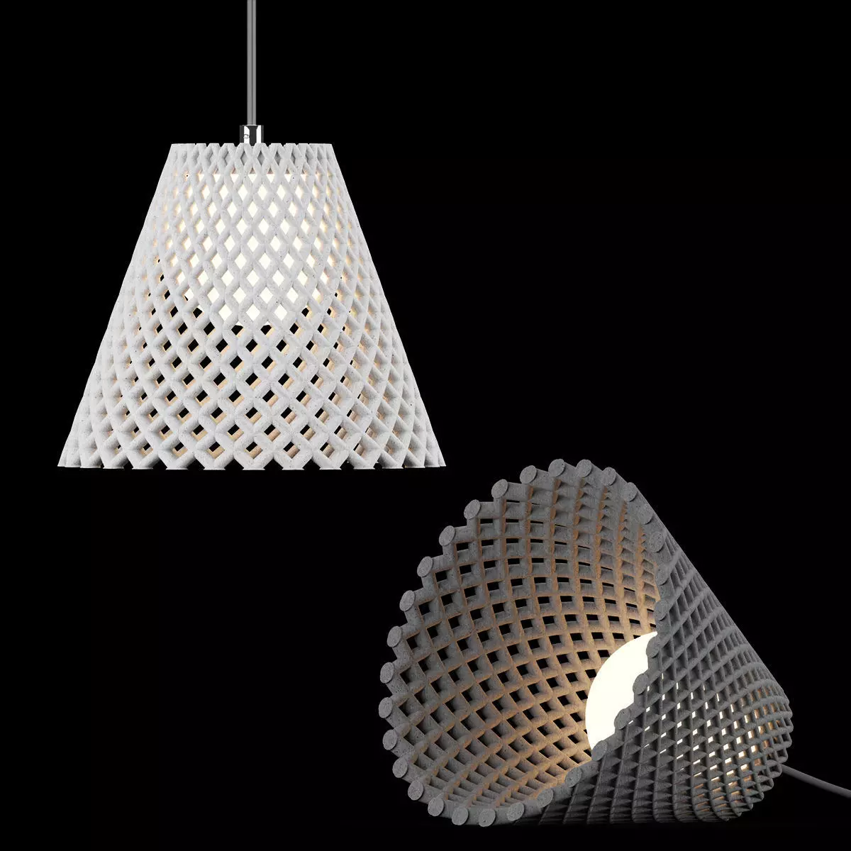 Concrete Helia Pendant Lamp by Dror Kaspi 3D model_0