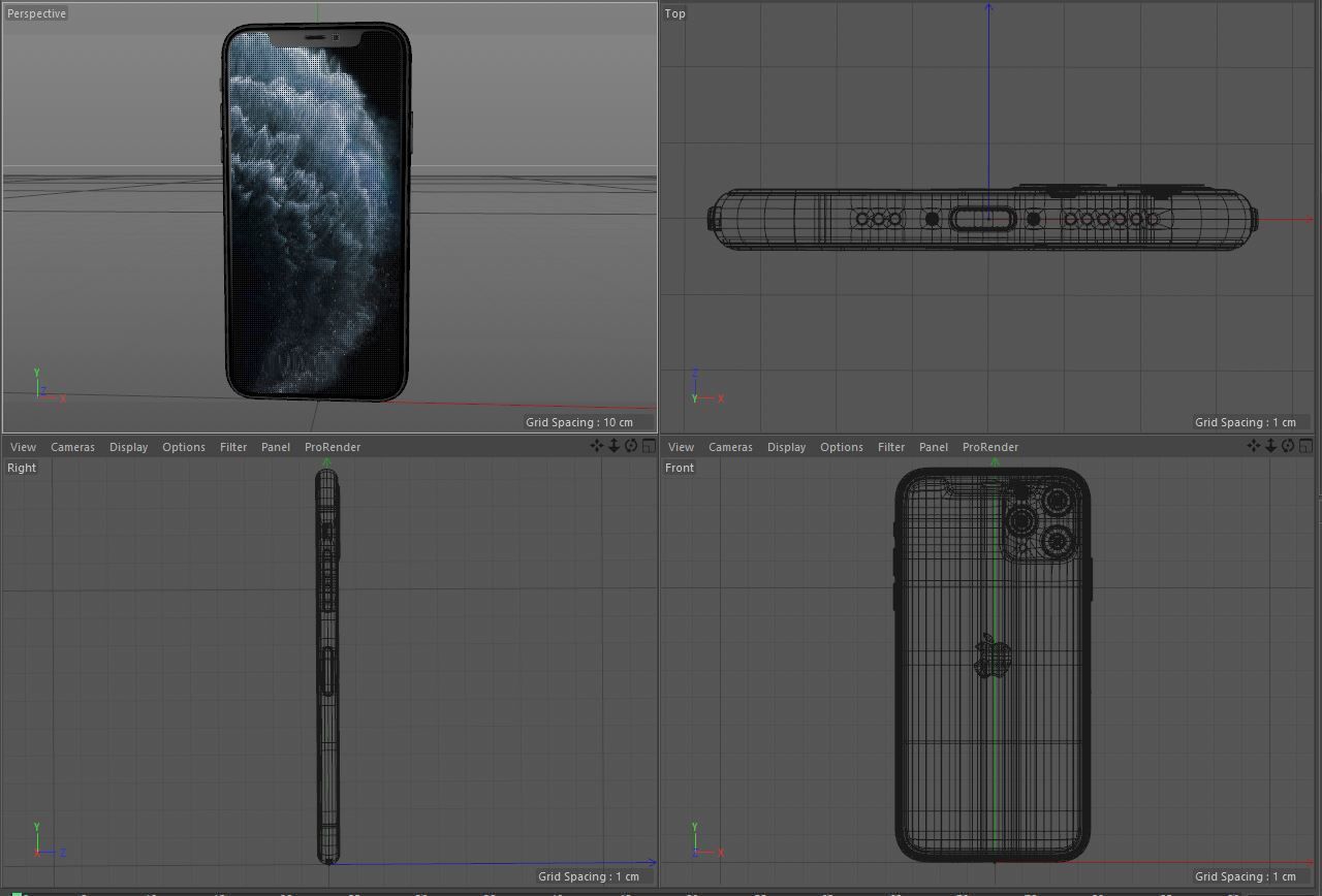 Apple iPhone 11 Pro   Space Gray  Low-poly 3D model_19