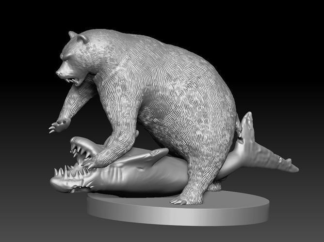 Bear vs shark 3d print model 3D print model