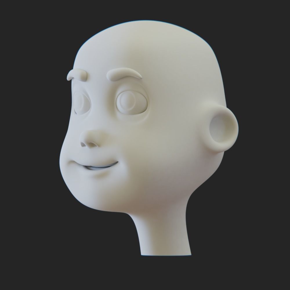 Cartoon Head for Sculpting Ready Low-poly 3D model_1