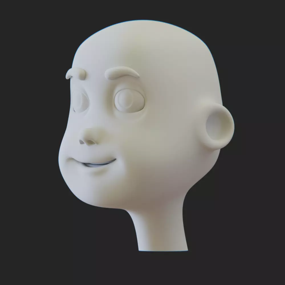 Cartoon Head for Sculpting Ready Low-poly 3D model_0