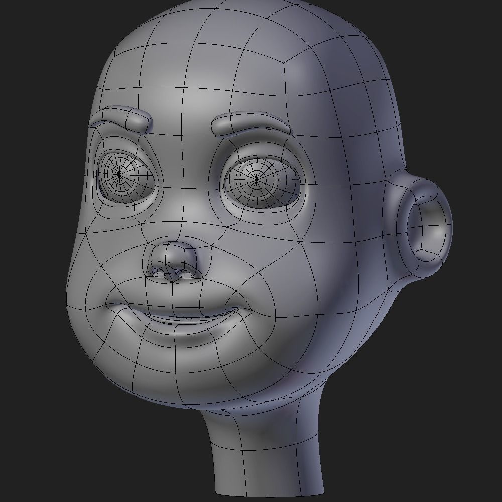 Cartoon Head for Sculpting Ready Low-poly 3D model_2