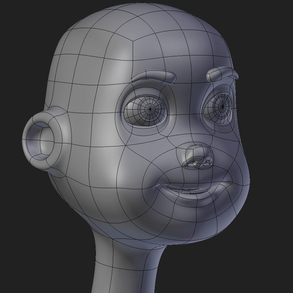 Cartoon Head for Sculpting Ready Low-poly 3D model_3