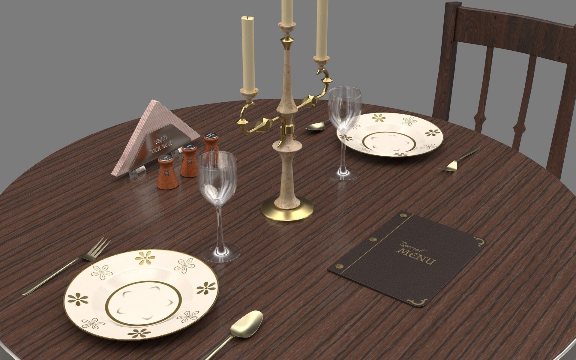 Circular Food Table Low-poly 3D model_11