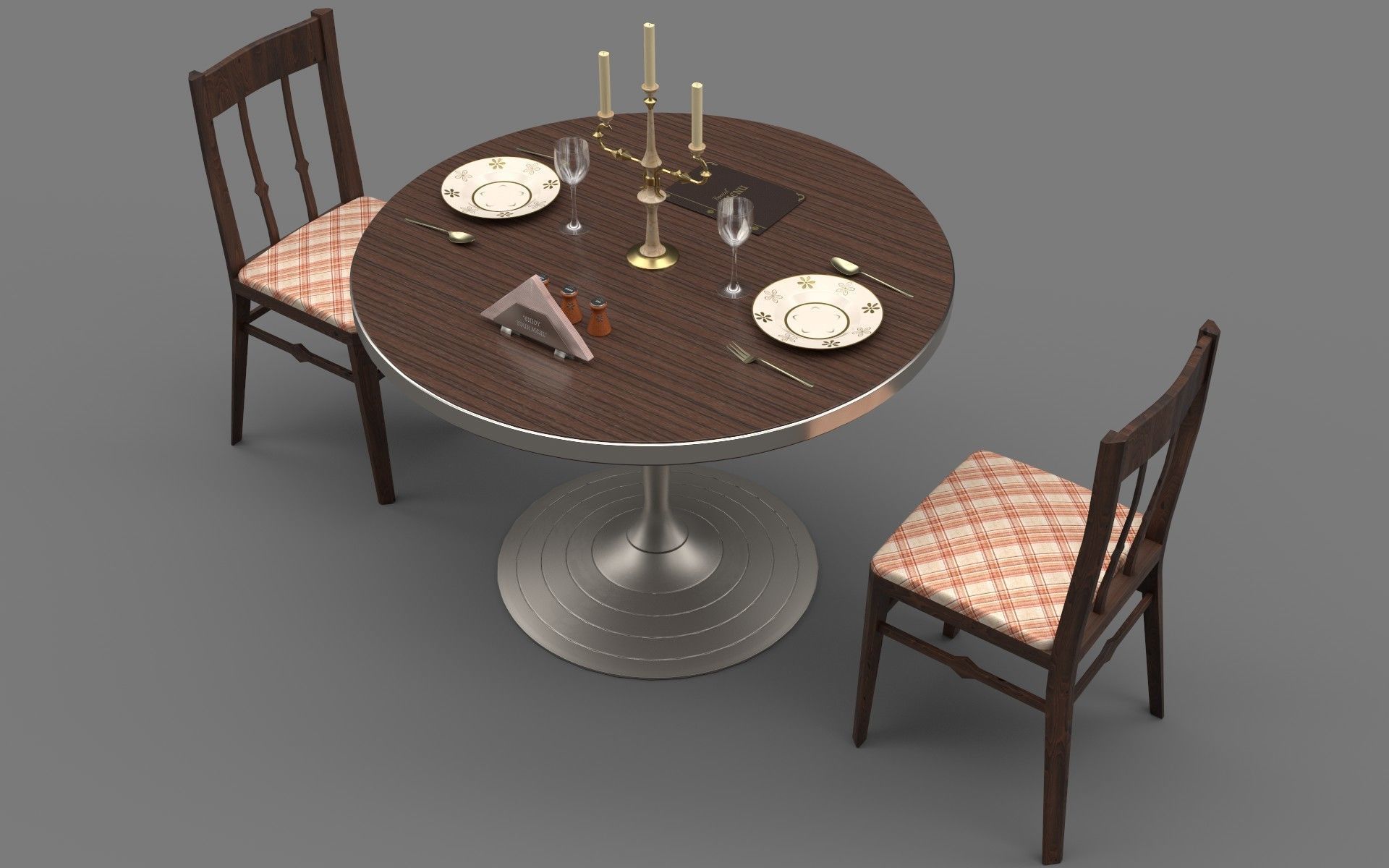 Circular Food Table Low-poly 3D model_9