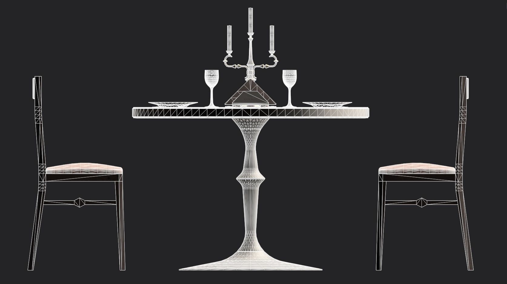 Circular Food Table Low-poly 3D model_23