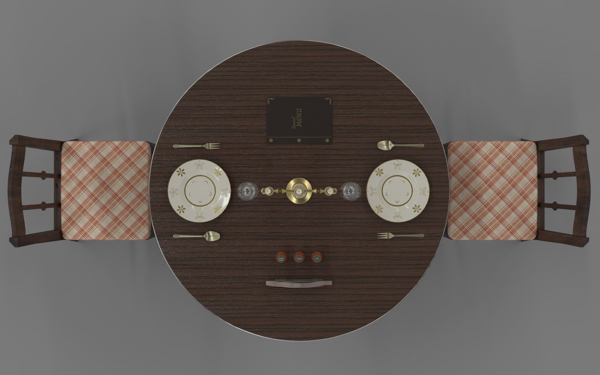 Circular Food Table Low-poly 3D model_10