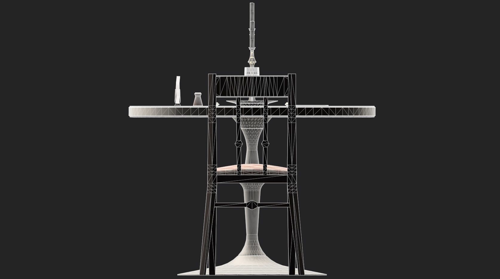 Circular Food Table Low-poly 3D model_24