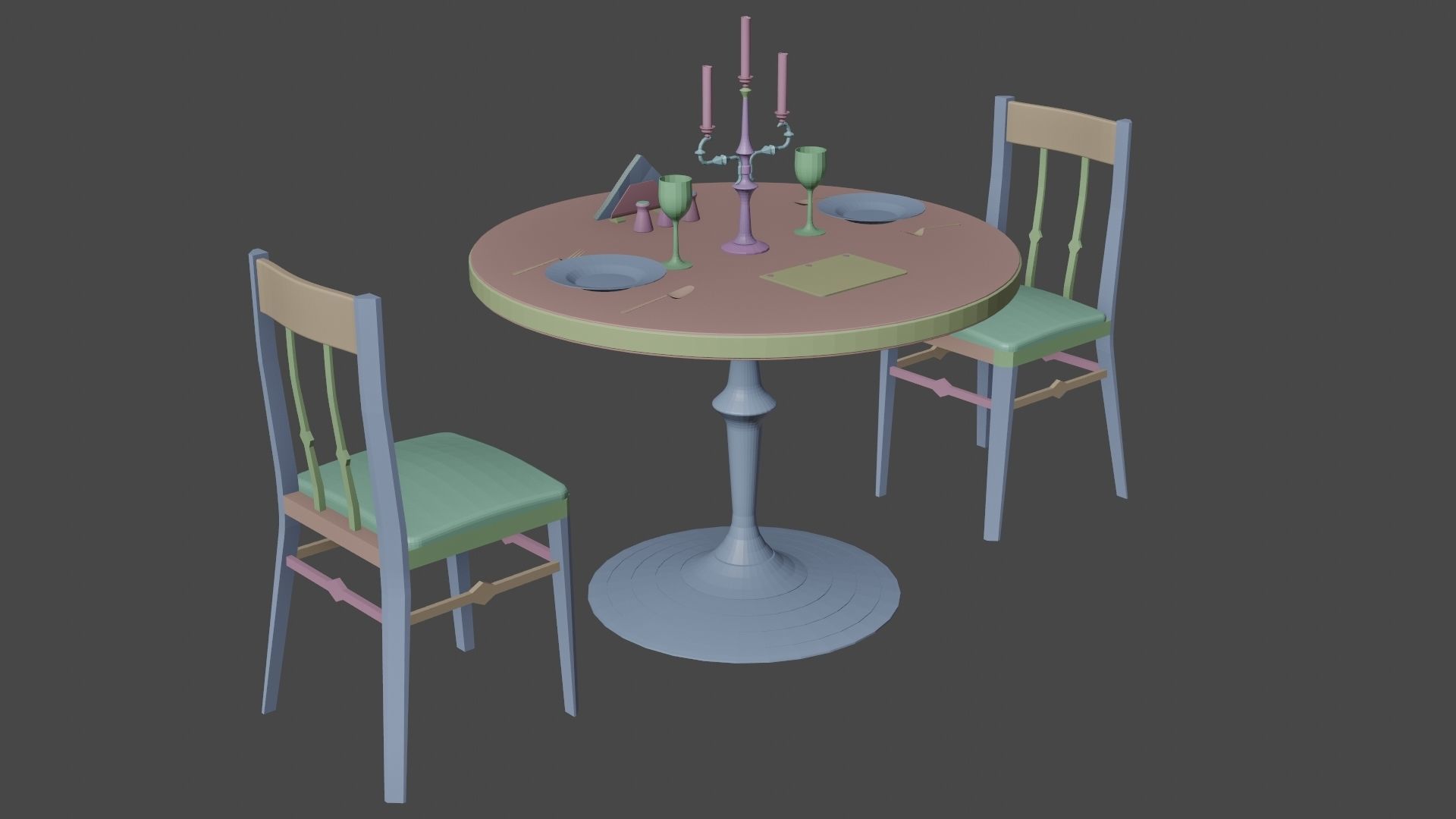 Circular Food Table Low-poly 3D model_27