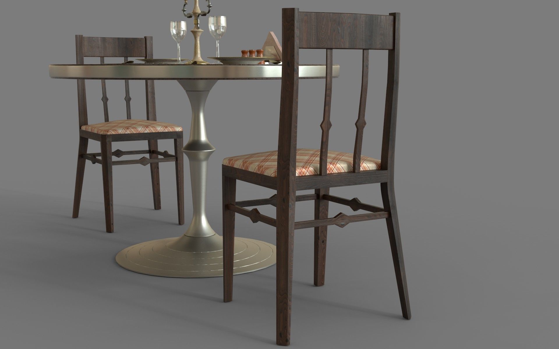 Circular Food Table Low-poly 3D model_18