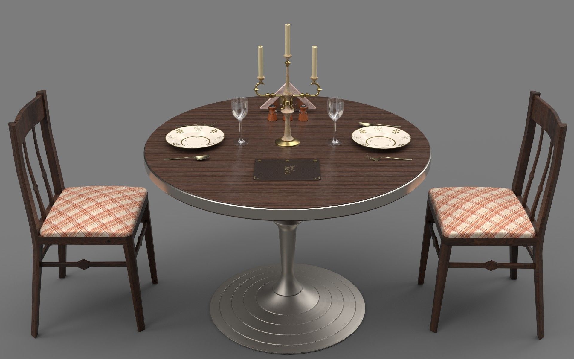Circular Food Table Low-poly 3D model_5